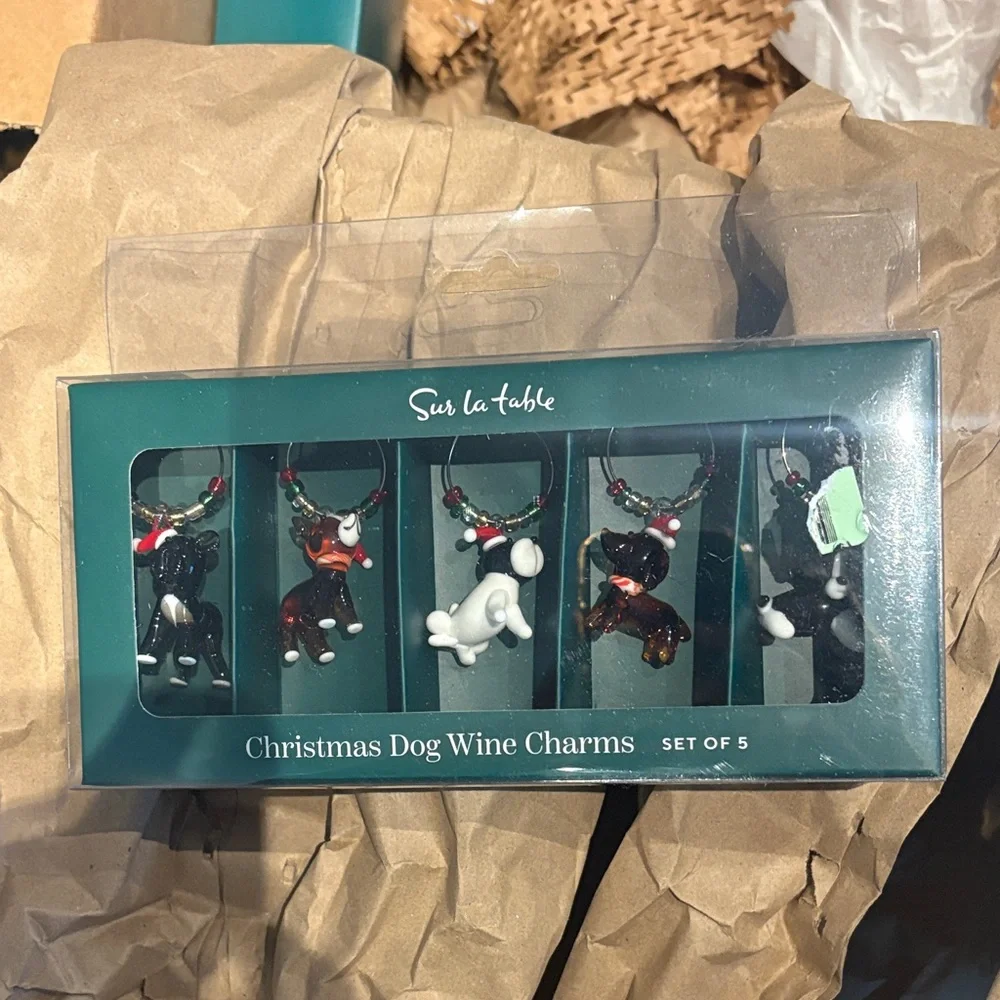Sur La Table Festive Dog Wine Charms Set